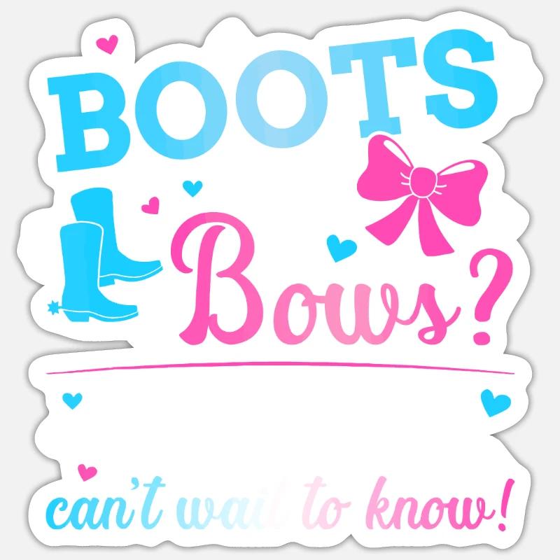 Geschlecht enthüllen Stiefel oder Schleifen Mama passend Baby Sticker Größe S (10 x 10 cm)