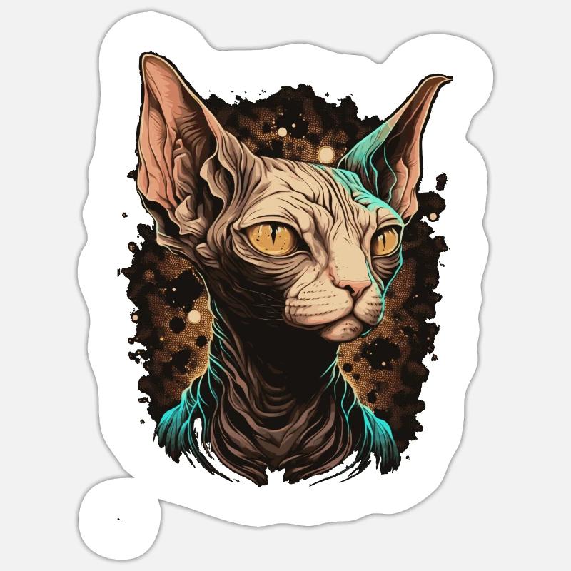 Cute Celestial Sphynx Cat Breed Occult Witch - Sticker Größe S (10 x 10 cm) - Mattweiß