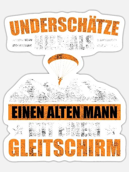 Paragliding Unterschätz niemals einen Alten Mann - Sticker Größe S (10 x 10 cm) - Mattweiß