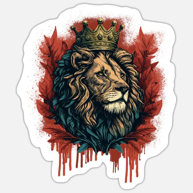 Le Roi Lion avec couronne - Sticker taille S (10 x 10 cm) - blanc mat