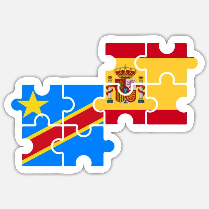RD Congo Espagne Drapeau Espagnol Congolais Sticker taille S (10 x 10 cm)
