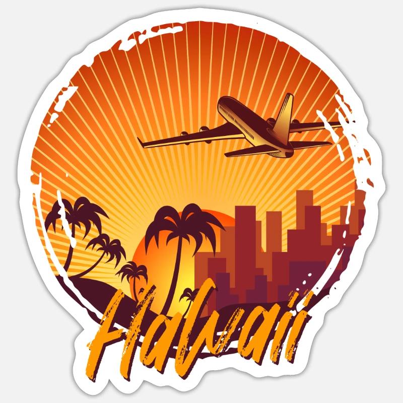 Hawaï - Sticker taille S (10 x 10 cm) - blanc mat