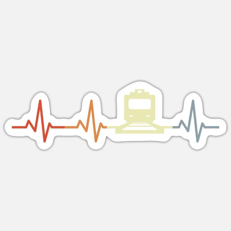 Trains ECG palpitations - Sticker size S (10 x 10 cm) - white matte