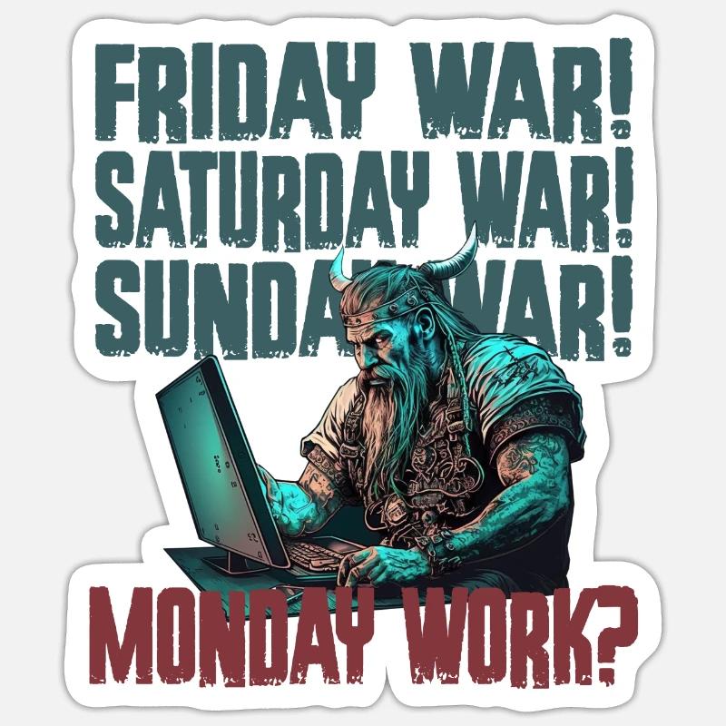 Travail du lundi Programmation Vikings - Sticker taille S (10 x 10 cm) - blanc mat