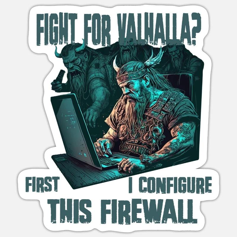 Pare-feu premier programmeur Viking - Sticker taille S (10 x 10 cm) - blanc mat