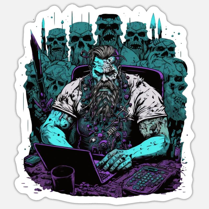 Admin Wiking programmiert Computer - Sticker Größe S (10 x 10 cm) - Mattweiß