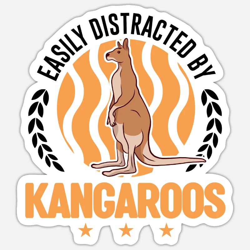 Easily distracted by Kangaroos Känguru - Sticker Größe S (10 x 10 cm) - Mattweiß
