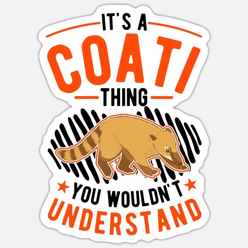 Coati Ding Proboscis Coati - Sticker taille S (10 x 10 cm) - blanc mat