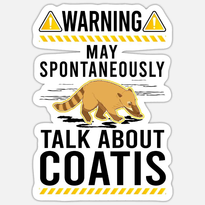 Avertissement coati proboscis Coati - Sticker taille S (10 x 10 cm) - blanc mat