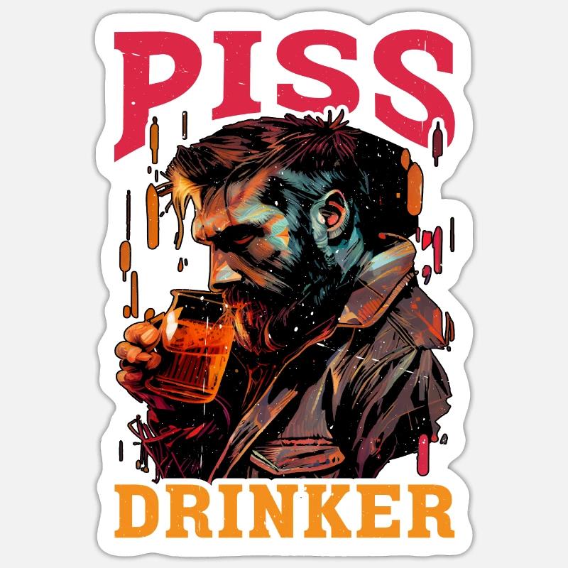 Piss Drinker 36 - Sticker Größe S (10 x 10 cm) - Mattweiß