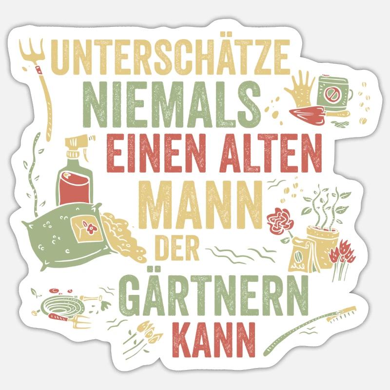 Hobbygärtner Garten Gärtner Gartenarbeit - Sticker Größe S (10 x 10 cm) - Mattweiß