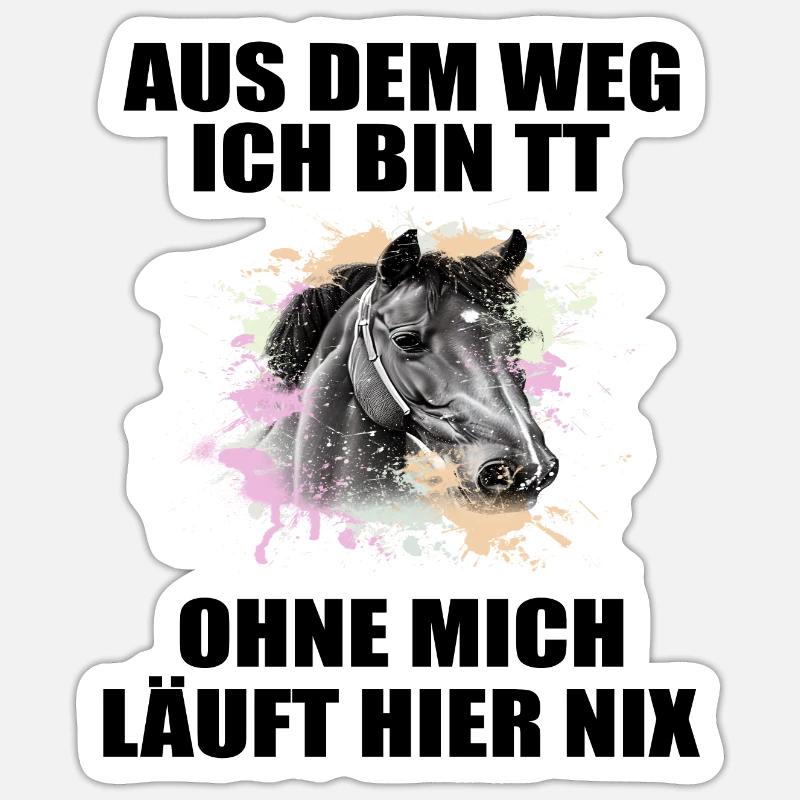 Tuniertrottel ich mach hier alles Pferd Rappe - Sticker Größe S (10 x 10 cm) - Mattweiß