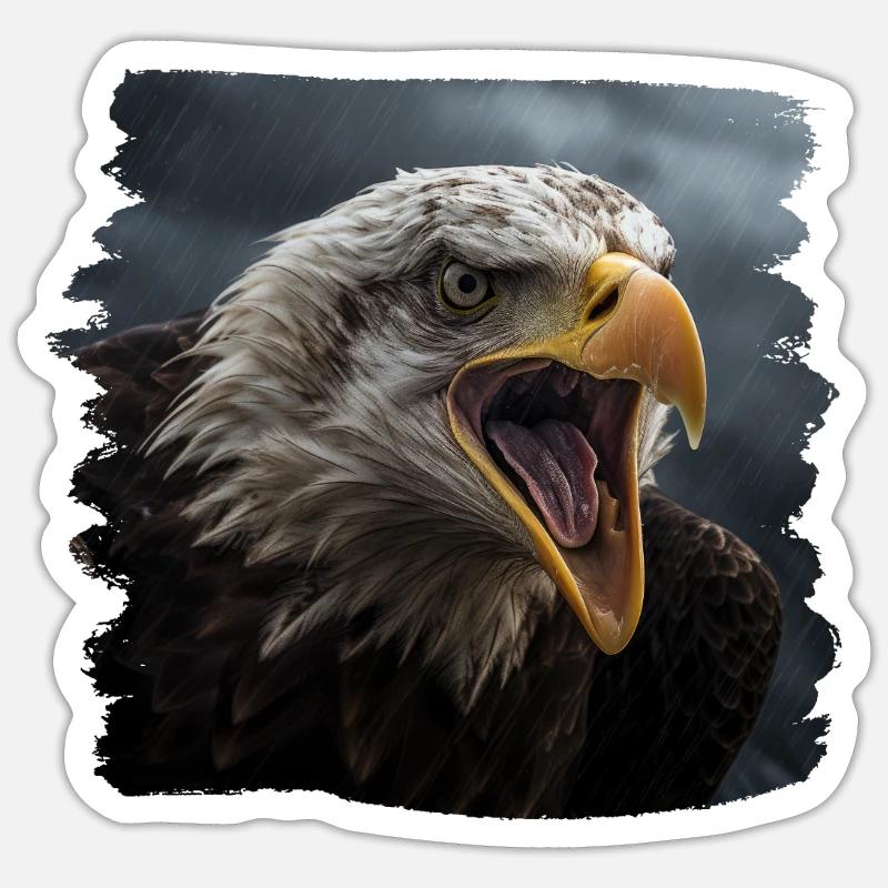 Alder bald eagle bird stone eagle - Sticker size S (10 x 10 cm) - white matte