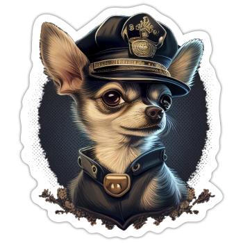 Chihuahua | Polizei Polizist Polizistin Hut - Sticker Größe S (10 x 10 cm) - Mattweiß - Vorne
