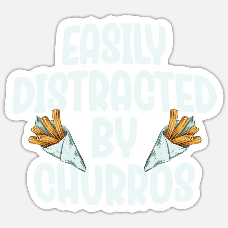 Leicht Ablenkbar Durch Churros - Sticker Größe S (10 x 10 cm) - Mattweiß