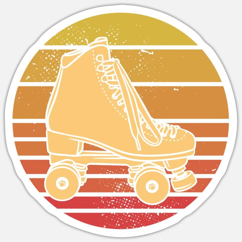 Rollschuhe Retro 70er 80er Rollerskating Sticker Größe S (10 x 10 cm)