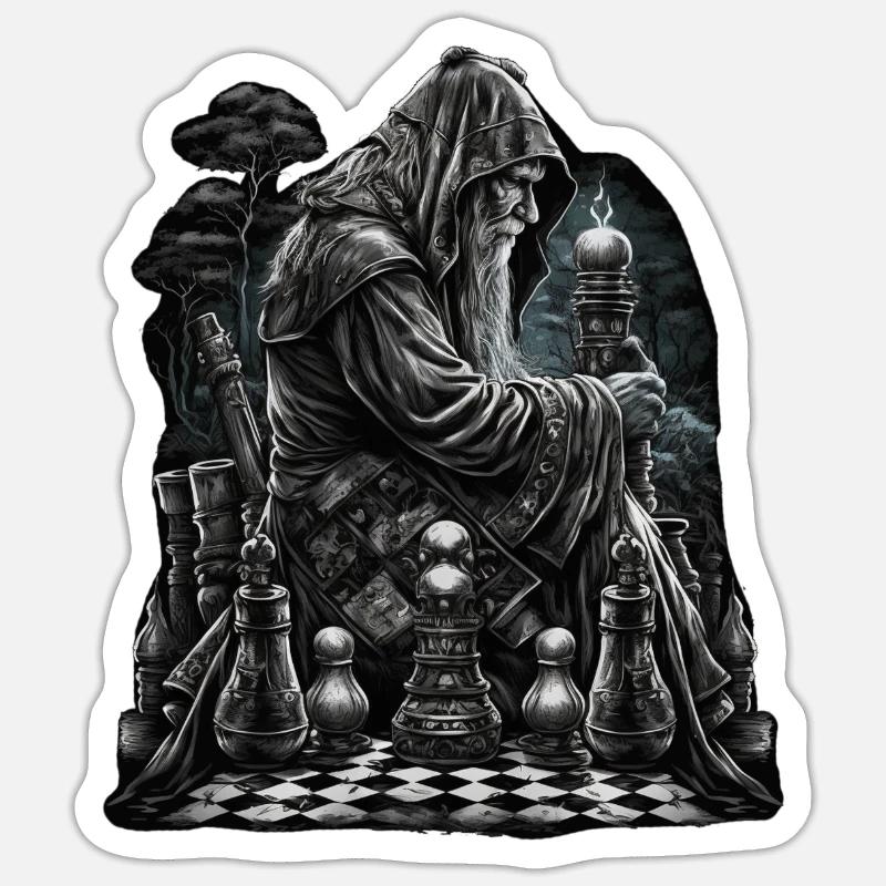 Maître d’échecs dans le jeu - Sticker taille S (10 x 10 cm) - blanc mat