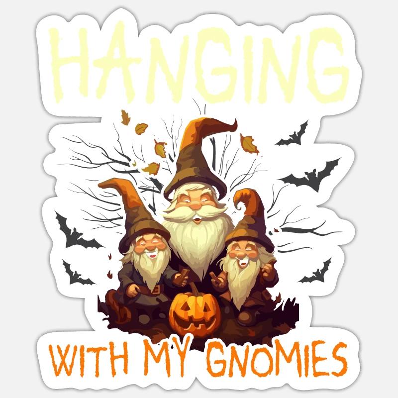 Gartenzwerg Halloween Süßes oder Saures Gärtner Sticker Größe S (10 x 10 cm)