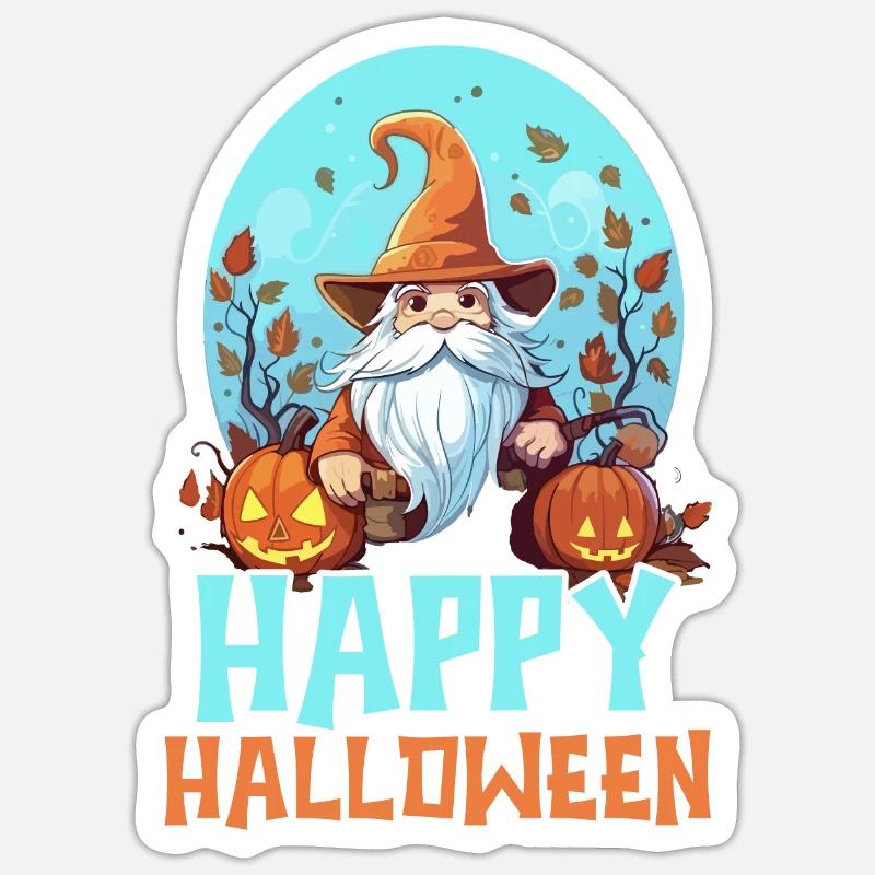 Gartenzwerg Halloween Süßes oder Saures Gärtner Sticker Größe S (10 x 10 cm)