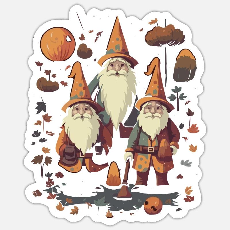 Gartenzwerg Halloween Süßes oder Saures Gärtner - Sticker Größe S (10 x 10 cm) - Mattweiß