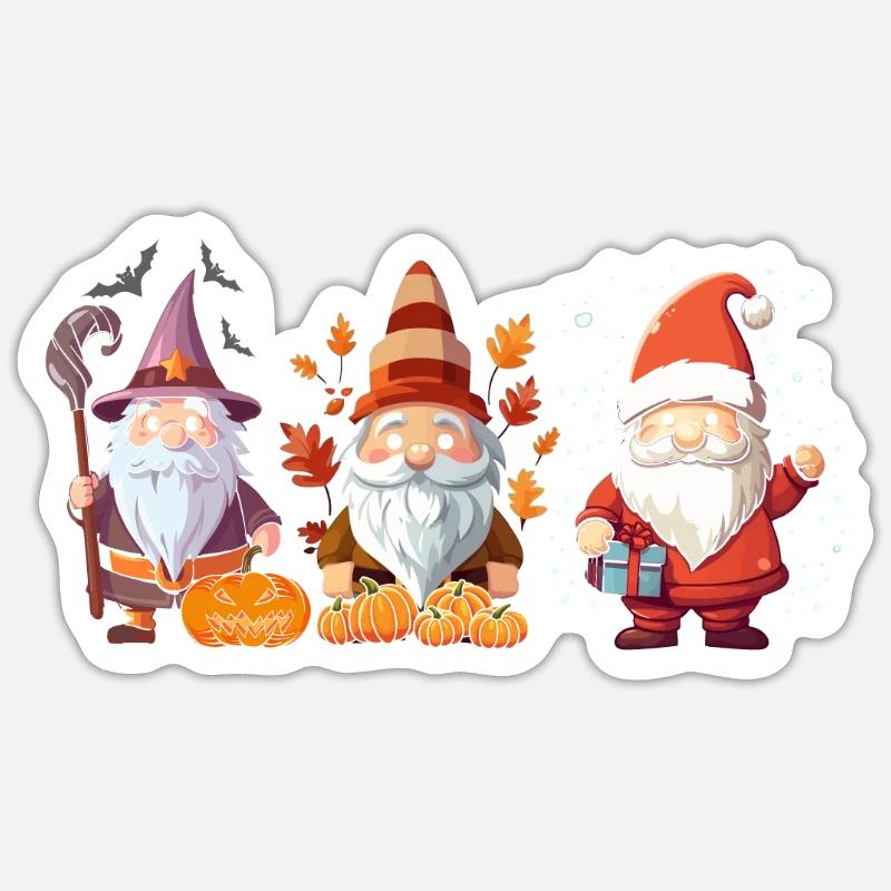 Gartenzwerg Halloween Süßes oder Saures Gärtner Sticker Größe S (10 x 10 cm)