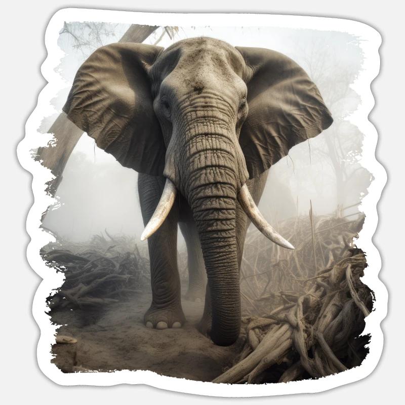 Elephant realistic elephant - Sticker size S (10 x 10 cm) - white matte