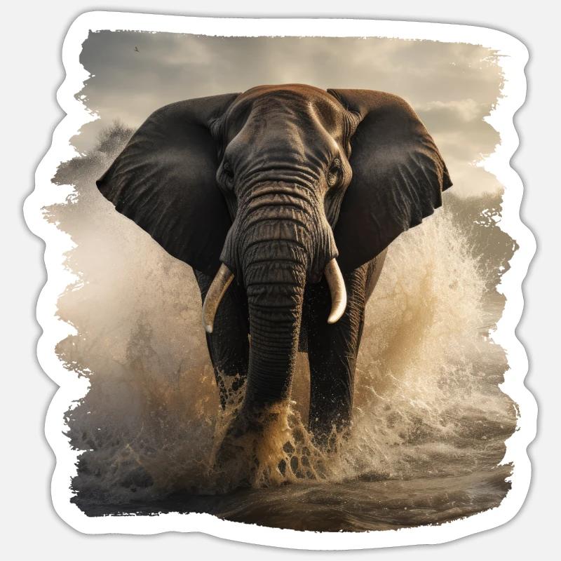 Elephant realistic elephant - Sticker size S (10 x 10 cm) - white matte