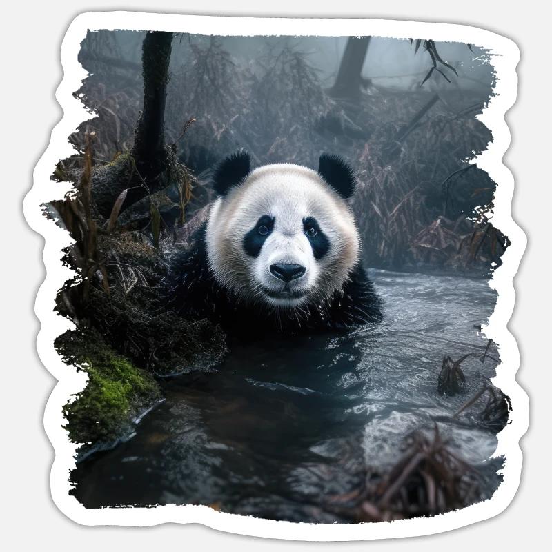 Pandas réaliste Panda Panda géant Sticker taille S (10 x 10 cm)