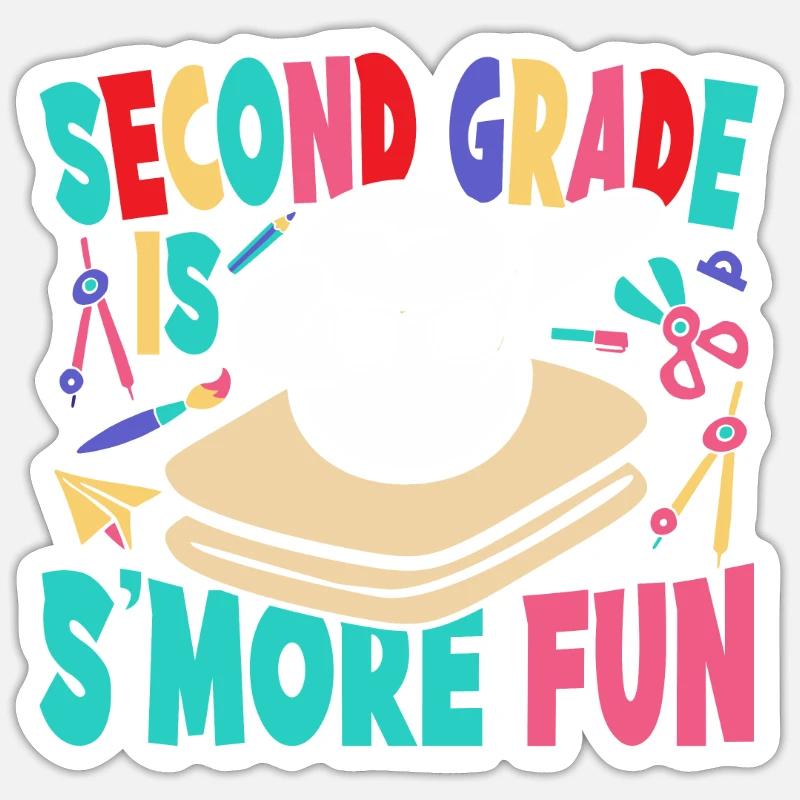 Second Grade Is Smore Fun Camping Dabbing Marshmal Sticker Größe S (10 x 10 cm)