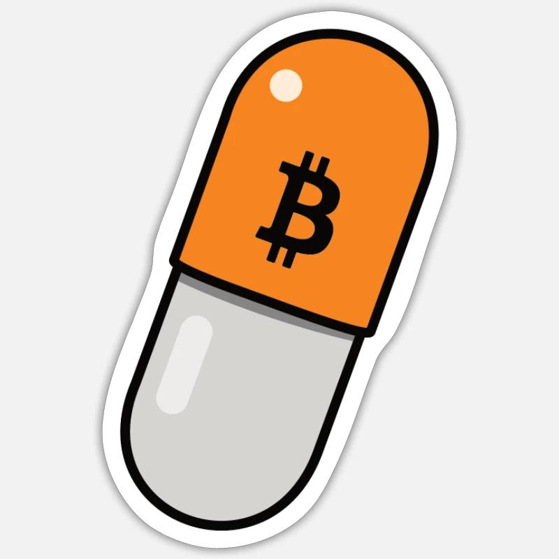 Orange Pill - Bitcoin, Bitcoiner Geschenkidee Sticker Größe S (10 x 10 cm)