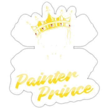 Maler Lackierer Prinz - Sticker Größe S (10 x 10 cm) - Mattweiß - Vorne