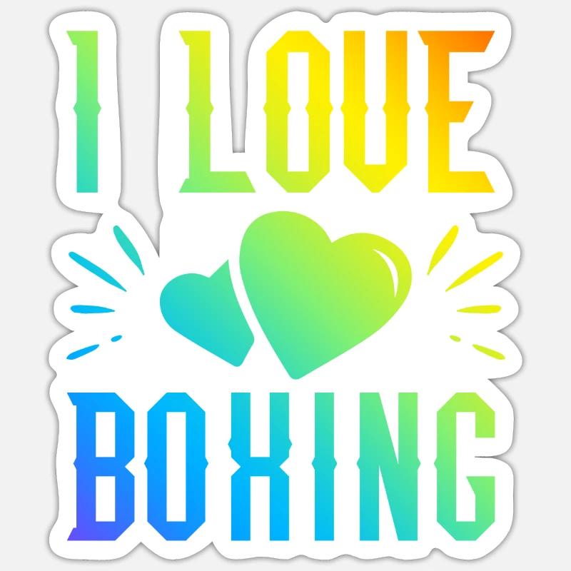 Ich liebe Boxen - Sticker Größe S (10 x 10 cm) - Mattweiß