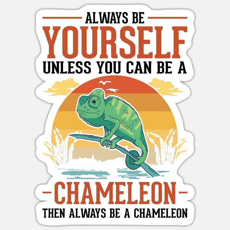 Alawys sois toi-même Chaméléon Chamäleon - Sticker taille S (10 x 10 cm) - blanc mat