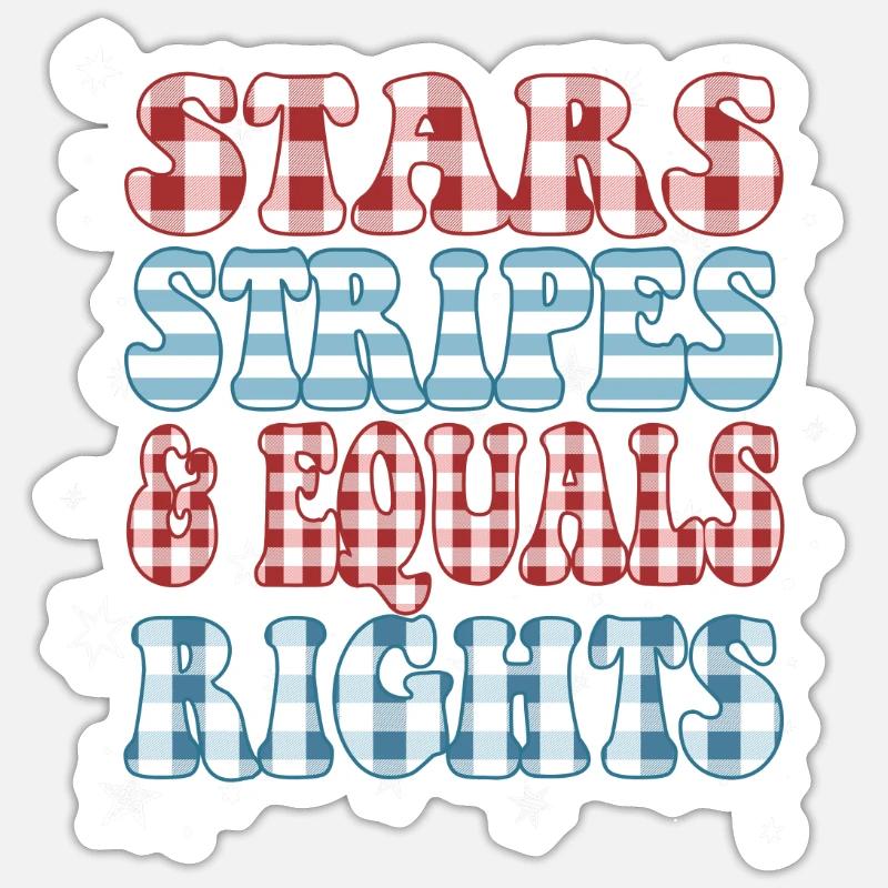 Rayures étoilées et égalité - Sticker taille S (10 x 10 cm) - blanc mat