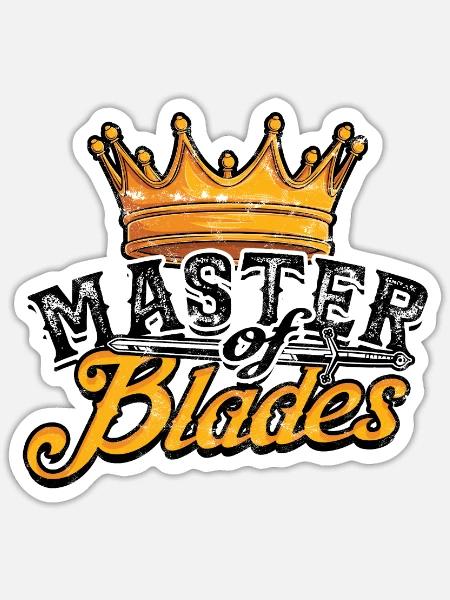 Meister der Klingen - Schwert - Sticker Größe S (10 x 10 cm) - Mattweiß