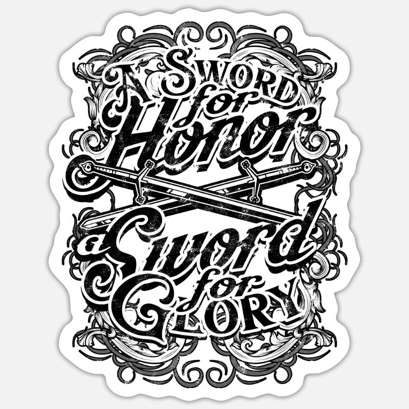 Une épée pour l’honneur, une épée pour la gloire - Épée - Sticker taille S (10 x 10 cm) - blanc mat