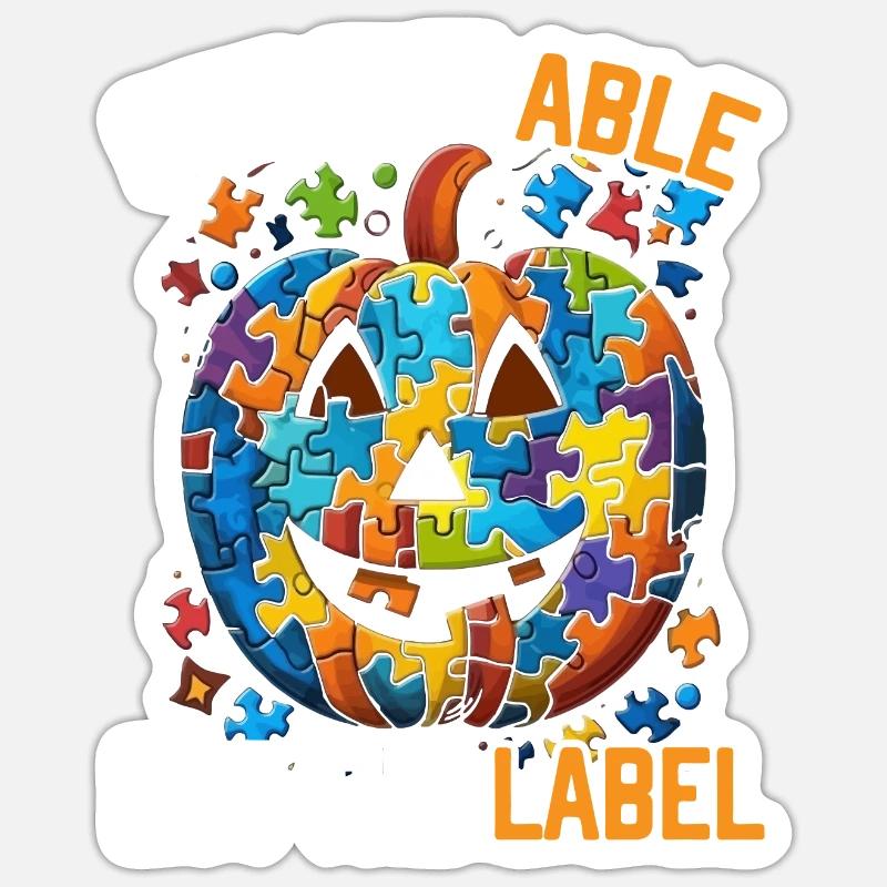 Autismus Halloween Süßes oder Saures Autismus-Bewusstsein Sticker Größe S (10 x 10 cm)