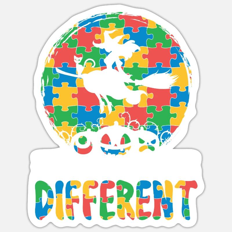 Autismus Halloween Süßes oder Saures Autismus-Bewusstsein Sticker Größe S (10 x 10 cm)