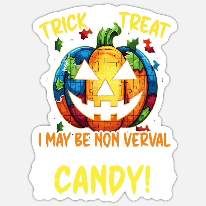 Autismus Halloween Süßes oder Saures Autismus-Bewusstsein Sticker Größe S (10 x 10 cm)