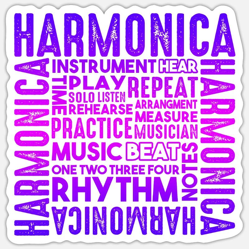 Harmonica Things About Harmonica - Sticker size S (10 x 10 cm) - white matte