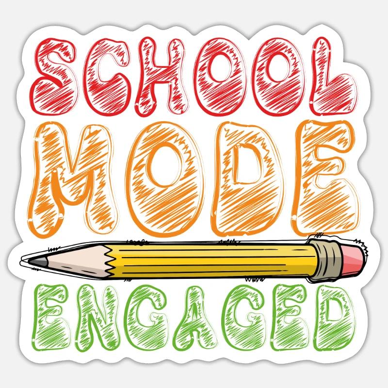 Mode école activé Blanc Sticker taille S (10 x 10 cm)