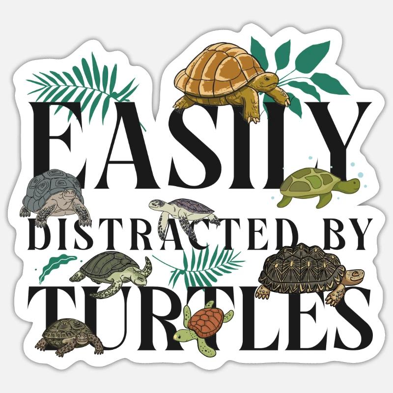 Sea Turtle Tortoise Easily - Sticker Größe S (10 x 10 cm) - Mattweiß