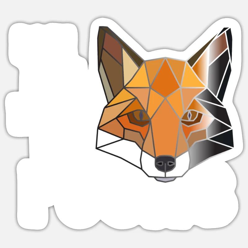 Ich bin halt ein Fuchs Low Poly - Sticker Größe S (10 x 10 cm) - Mattweiß