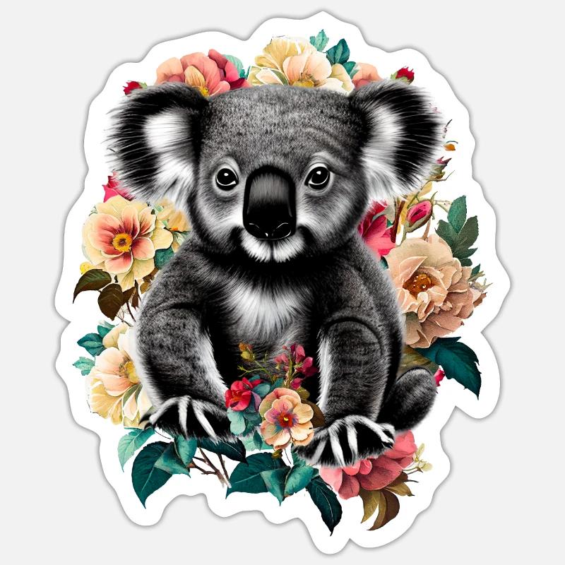 Koala - Sticker Größe S (10 x 10 cm) - Mattweiß