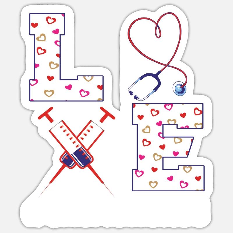 Chemo Krankenschwester Valentinstagsgeschenk Sticker Größe S (10 x 10 cm)