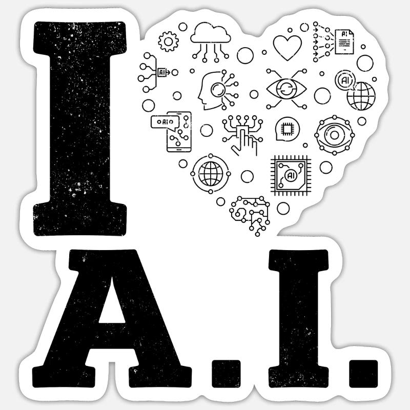 I Love Ai - Artificial Intelligence Machine Learni Sticker Größe S (10 x 10 cm)
