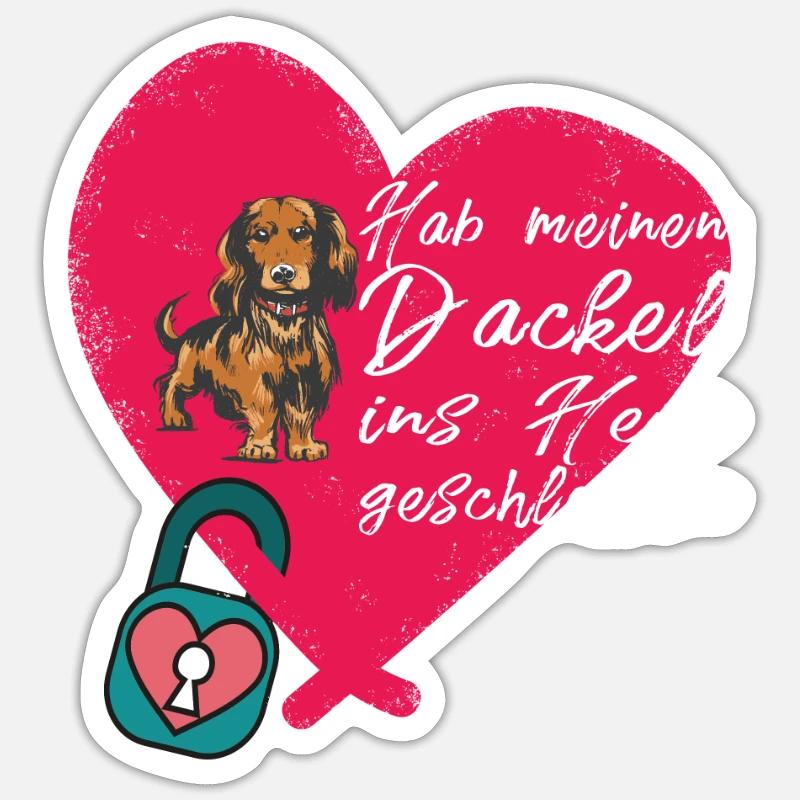 Hund Dackel Hundebesitzer Geschenkidee - Sticker Größe S (10 x 10 cm) - Mattweiß