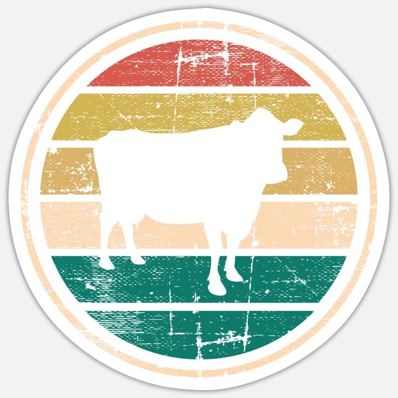 Kuh Retro Muh Landwirt Milch Bauernhof Geschenk Sticker Größe S (10 x 10 cm)