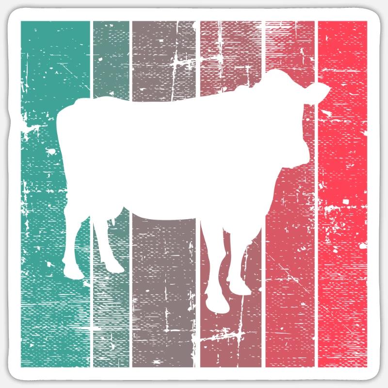 Kuh Retro Muh Landwirt Milch Bauernhof Geschenk Sticker Größe S (10 x 10 cm)