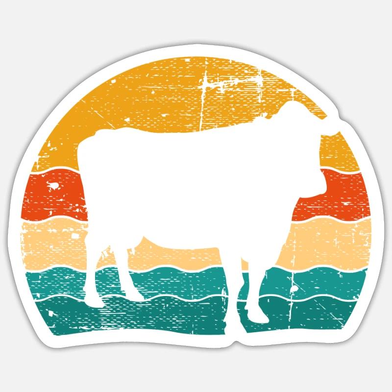 Kuh Landwirt Retro Geschenk Sticker Größe S (10 x 10 cm)